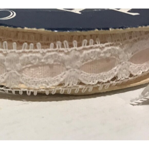 Ofray Ribbon Treasures White & Pink Lace Ribbon 12 Feet 5/8" Width Trim - Picture 3 of 4